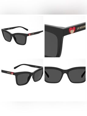 Love Moschino Black Sunglasses with Red and Gold Heart Detail